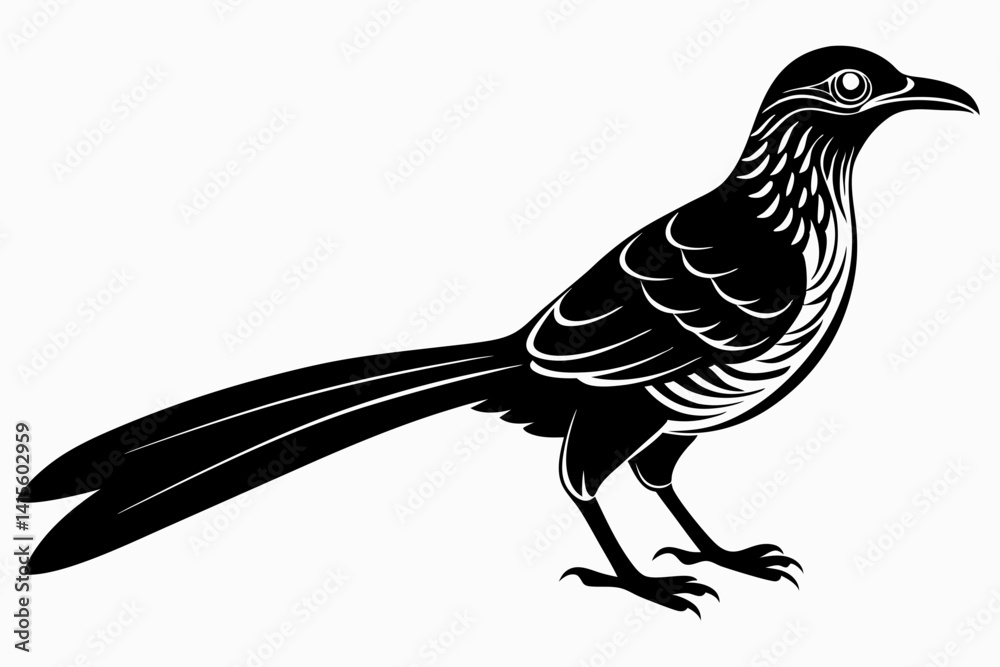Fototapeta premium Greater coucal silhouette black vector