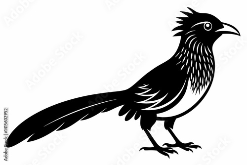 Greater coucal silhouette black vector