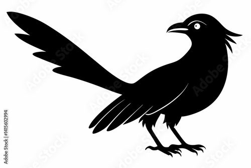 Greater coucal silhouette black vector
