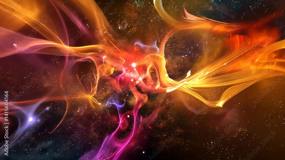 Feuriges Rotes Orangerotes Kosmisches Nebel Animation Hintergrund