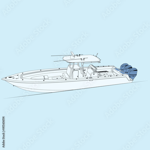 Boat Vector Line Art Illustration