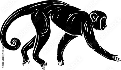 Capuchin monkey silhouette vector