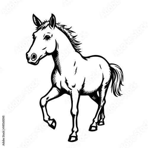 Detailed sketch of a galloping horse  