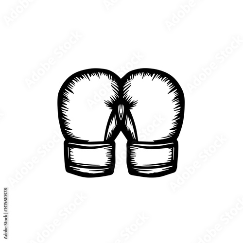 Boxing gloves graphic design in black and white style  