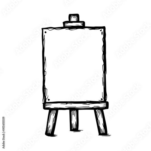 Blank easel ready for artwork creation in artistic style  