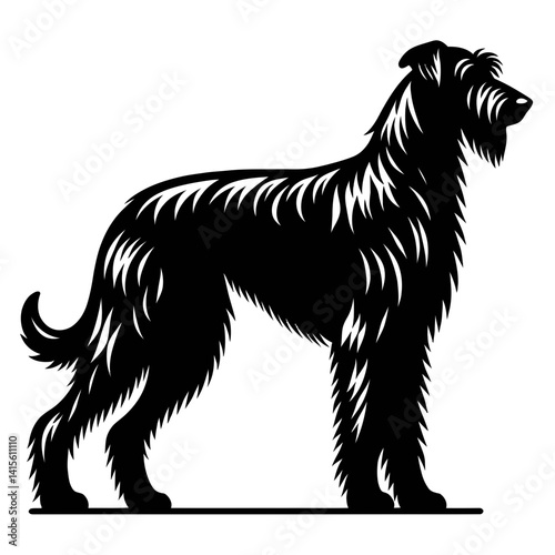 Silhouette of a Giant Schnauzer: A striking silhouette of a Giant Schnauzer dog against a pristine backdrop, embodying its noble stance, and proud demeanor. The sleek.