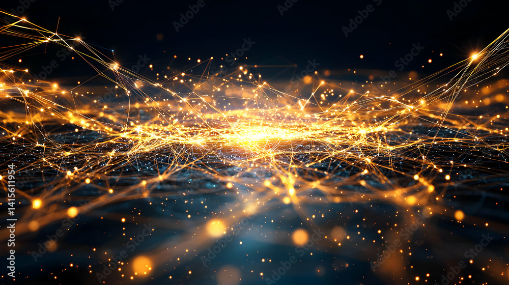 Abstract Glowing Particles Network Design