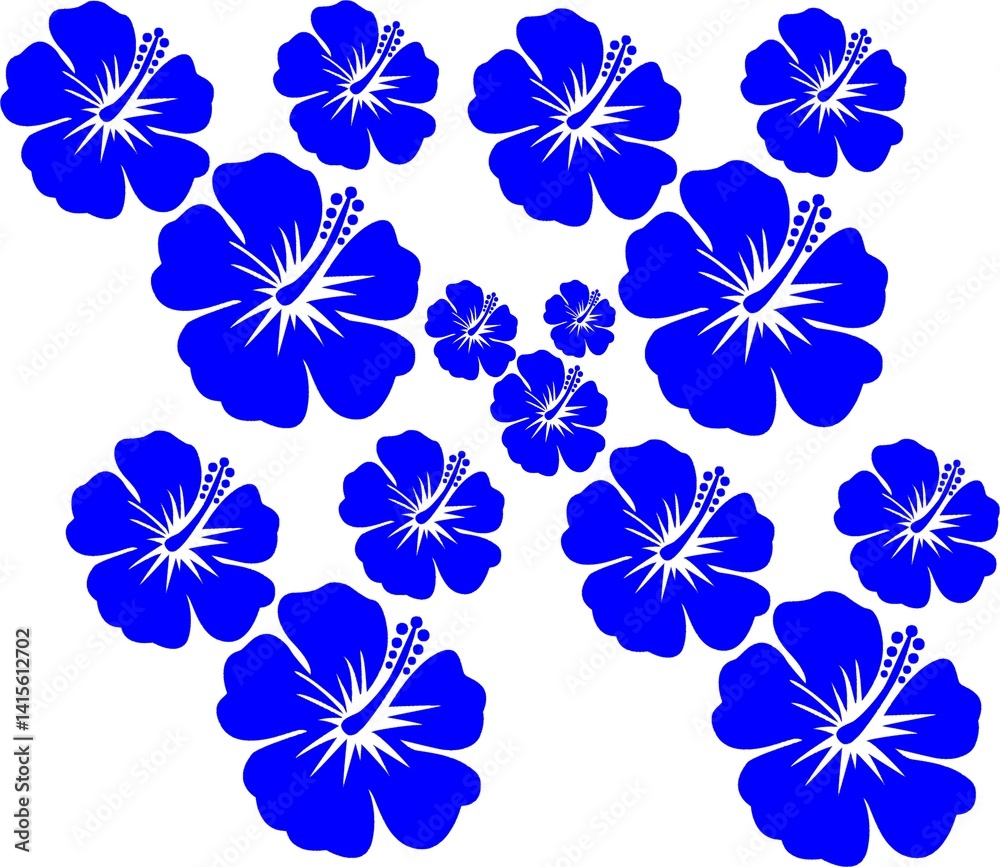 Obraz premium Illustration of blue hibiscus flowers 