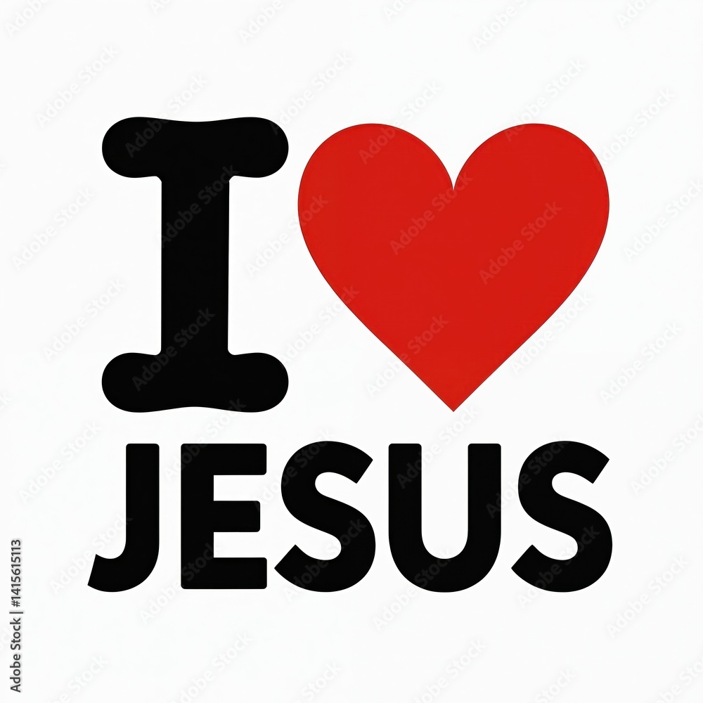 Illustration shows black text I love Jesus with red heart on white background. Represents faith love and christianity. Suitable for stickers posters apparel design. Illustration shows black text I love Jesus with red heart on white background. Represents faith love and christianity. Suitable for stickers posters apparel design.