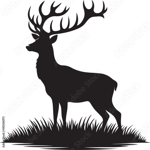 Vector deer silhouette isolated on white background.