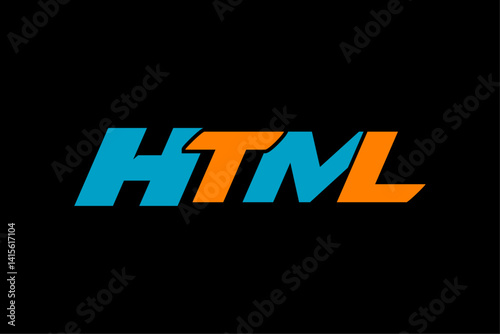 HTML Abstract Technology Logo – Creative Initials Concept in Bold Design on Black Background