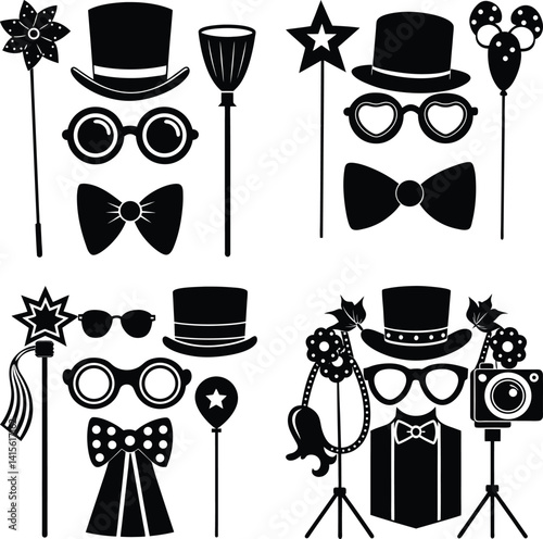 Photo Booth Props silhouette vector