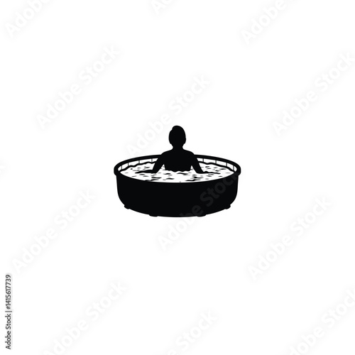 Hot jacuzzi tub silhouette on white background