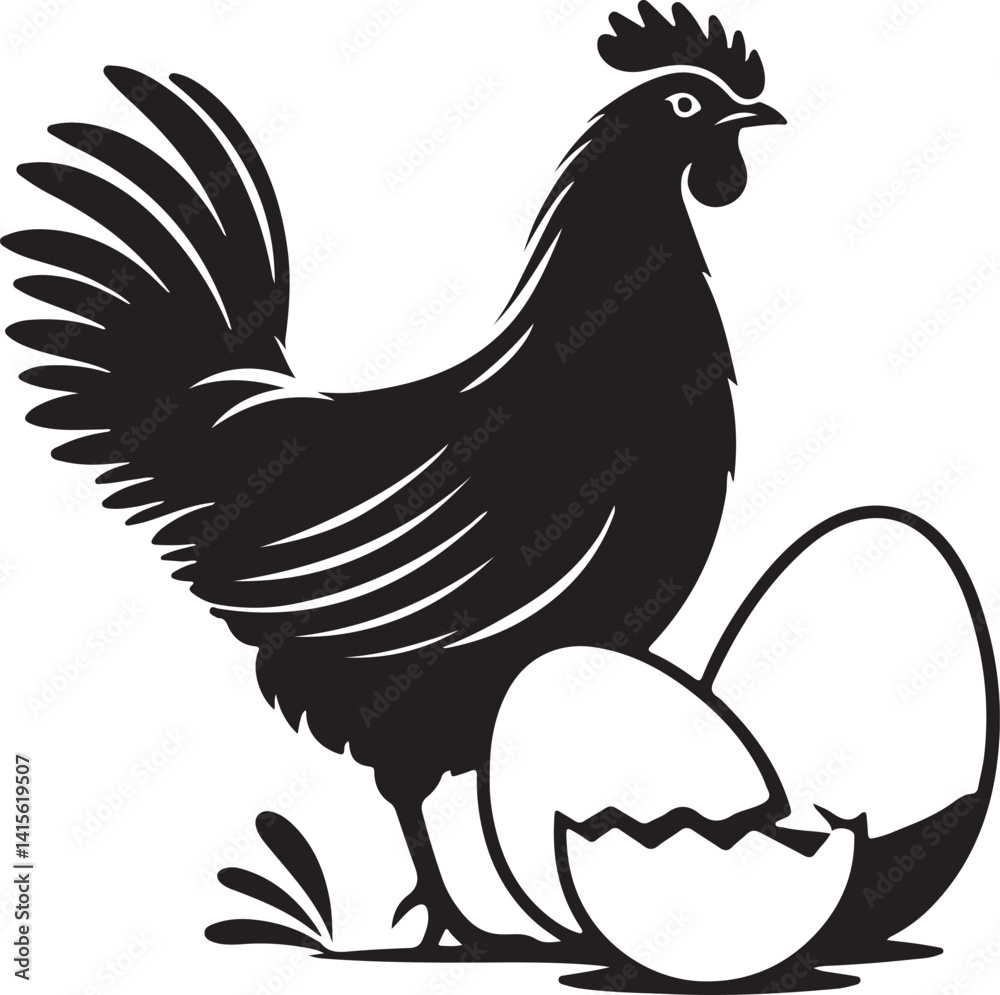 Fototapeta premium hen silhouette design on a white background