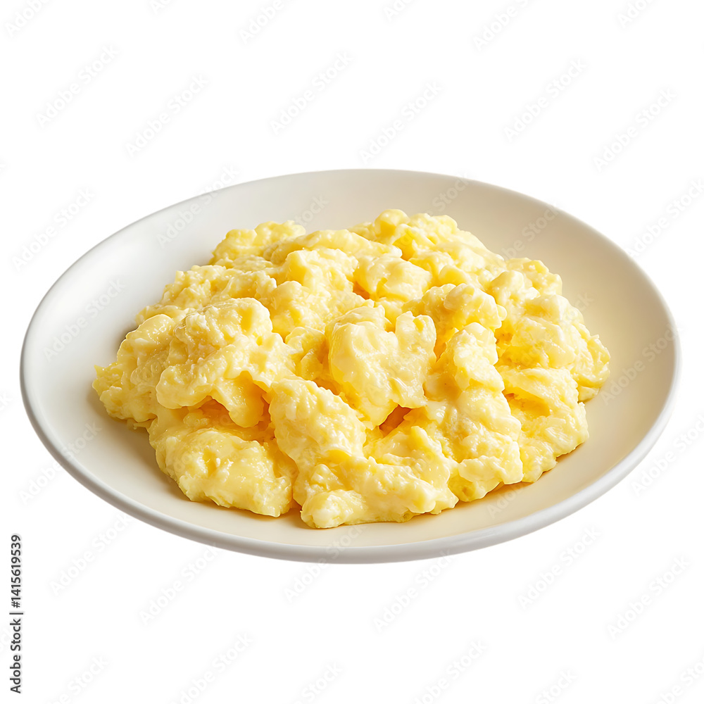 Scrambled Eggs with Fresh Herbs on a White Plate Scrambled Eggs with Fresh Herbs on a White Plate