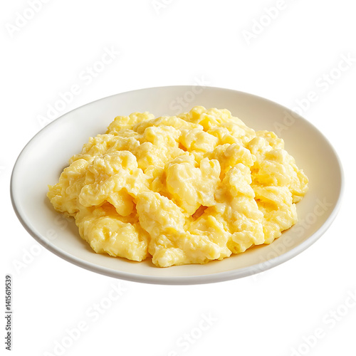 Scrambled Eggs with Fresh Herbs on a White Plate