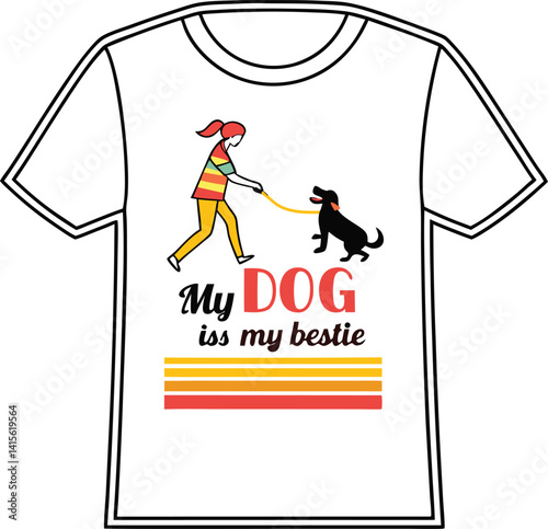 My Dog Is My Bestie Typography Design for Cute Dog Lover T-shirts | Stylish Dog Quote T-shirt Design with My Dog Is My Bestie Text Art
