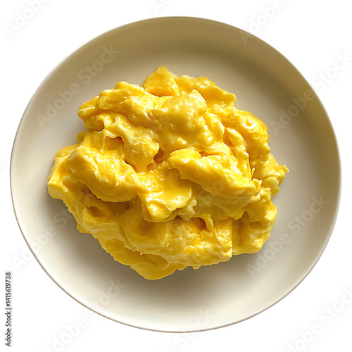 Scrambled Eggs with Fresh Herbs on a White Plate
