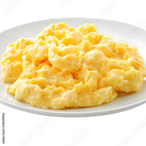 Scrambled Eggs with Fresh Herbs on a White Plate