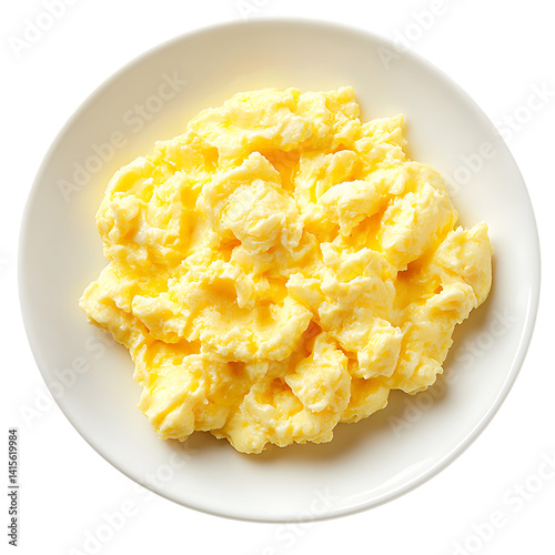 Scrambled Eggs with Fresh Herbs on a White Plate