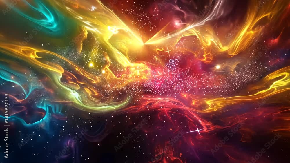 Farbenprächtige Kosmische Fraktal Nebelwolken Animation Im Hintergrund