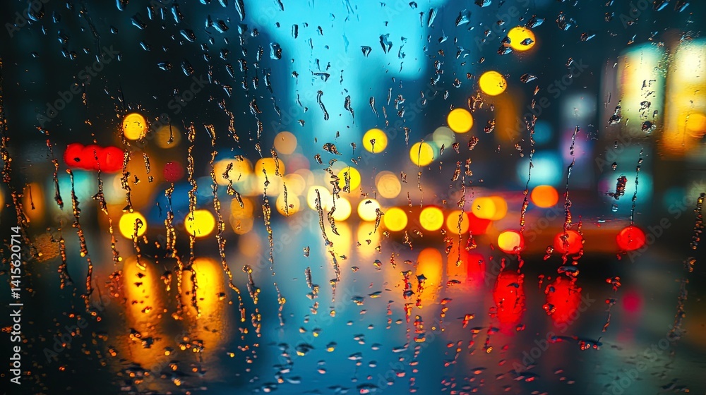Fototapeta premium Rainy City Lights