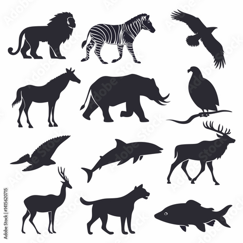 Animals silhouette bundle set bundle vector design