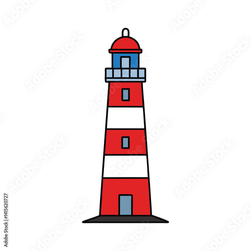 A colorful lighthouse vector art illustration