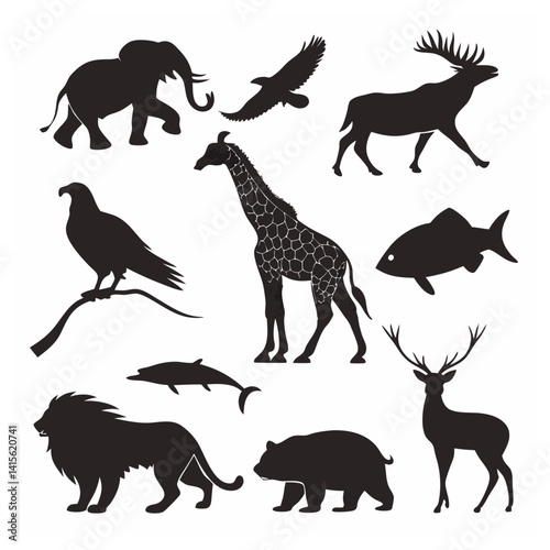 Animals silhouette bundle set bundle vector design