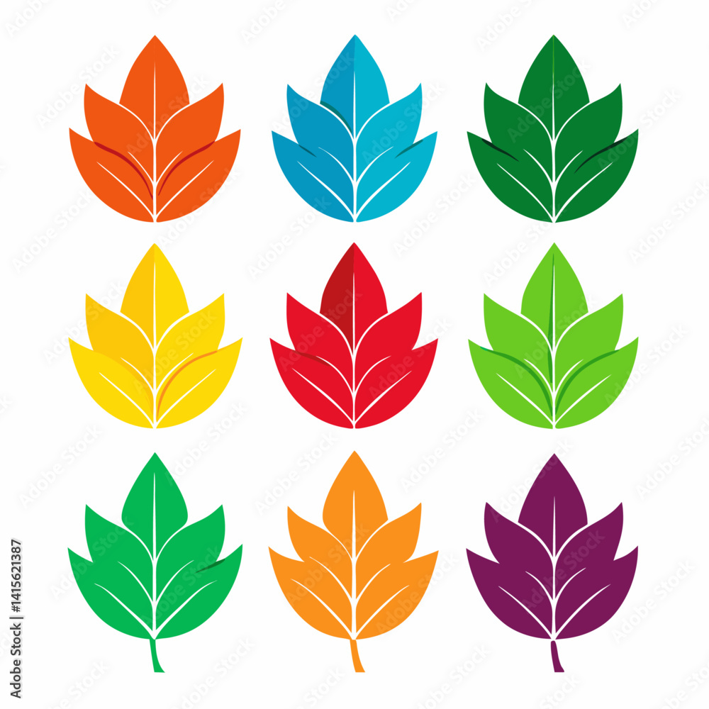 Obraz premium Colorful Leaves set bundle vector design