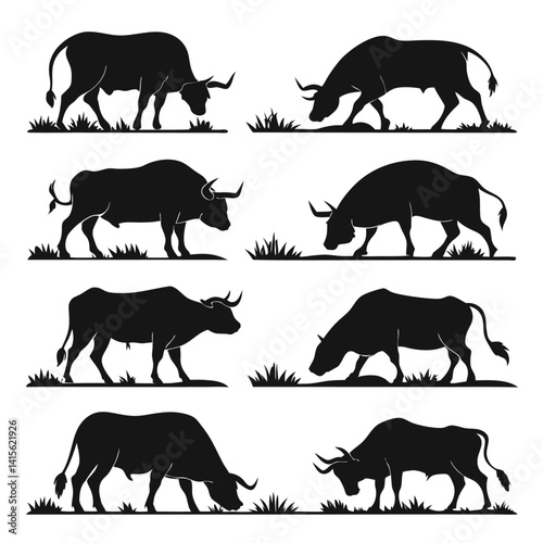 Bull silhouette bundle set bundle vector design