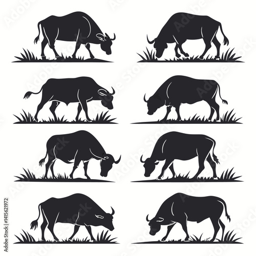 Bull silhouette bundle set bundle vector design
