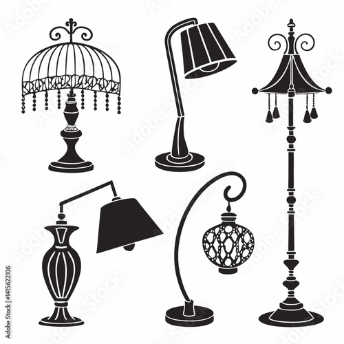 Lamp silhouette bundle set bundle vector design