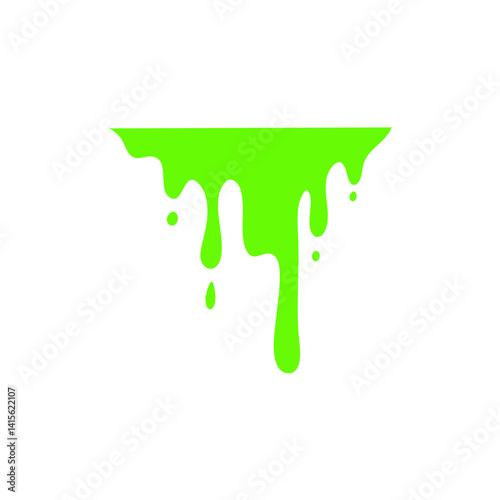 Green slime drop. Liquid paint sauce drip. Vector illustration