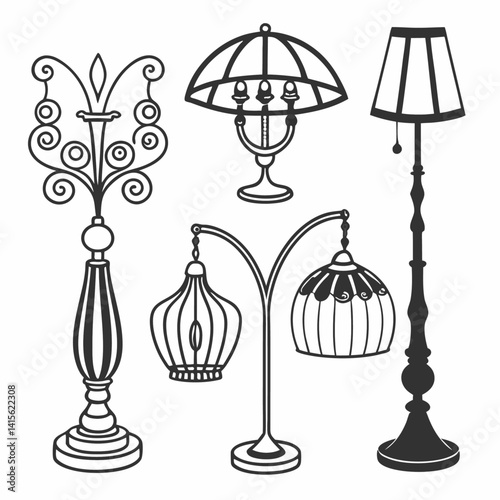 Lamp silhouette bundle set bundle vector design