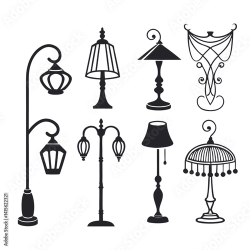 Lamp silhouette bundle set bundle vector design
