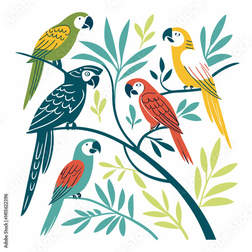 Parrot Colorful icons set bundle vector design