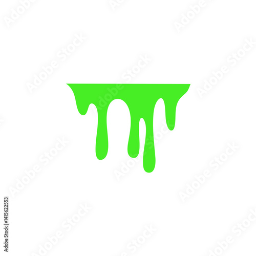 Green slime drop. Liquid paint sauce drip. Vector illustration