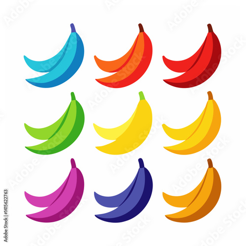Banana illustration vector set with white background
