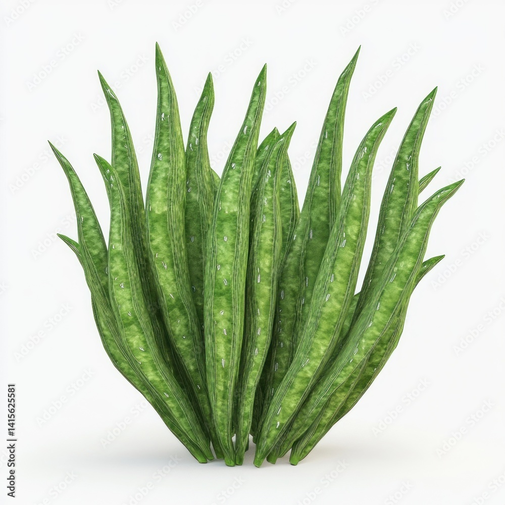snake beans vegetable isolated 3D render on white background snake beans vegetable isolated 3D render on white background
