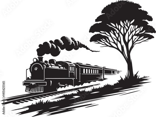 silhouette of the old train vector illustrator, vintage train.