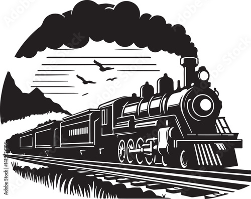 silhouette of the old train vector illustrator, vintage train.