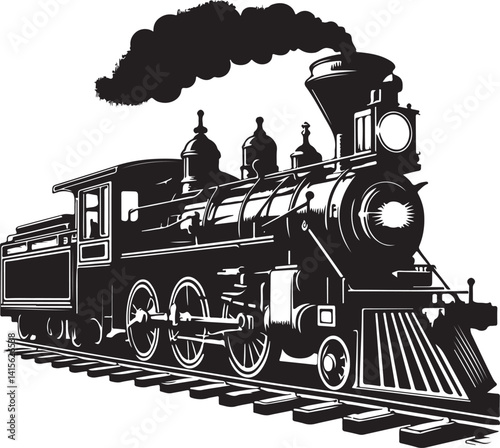 silhouette of the old train vector illustrator, vintage train.