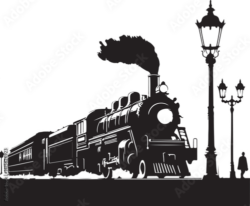 silhouette of the old train vector illustrator, vintage train.