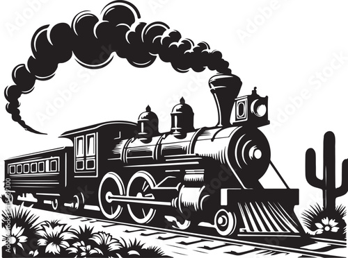 silhouette of the old train vector illustrator, vintage train.