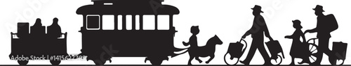 silhouette of the old train vector illustrator, vintage train.