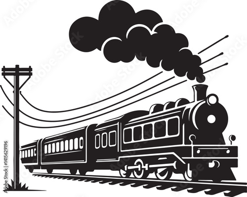 silhouette of the old train vector illustrator, vintage train.