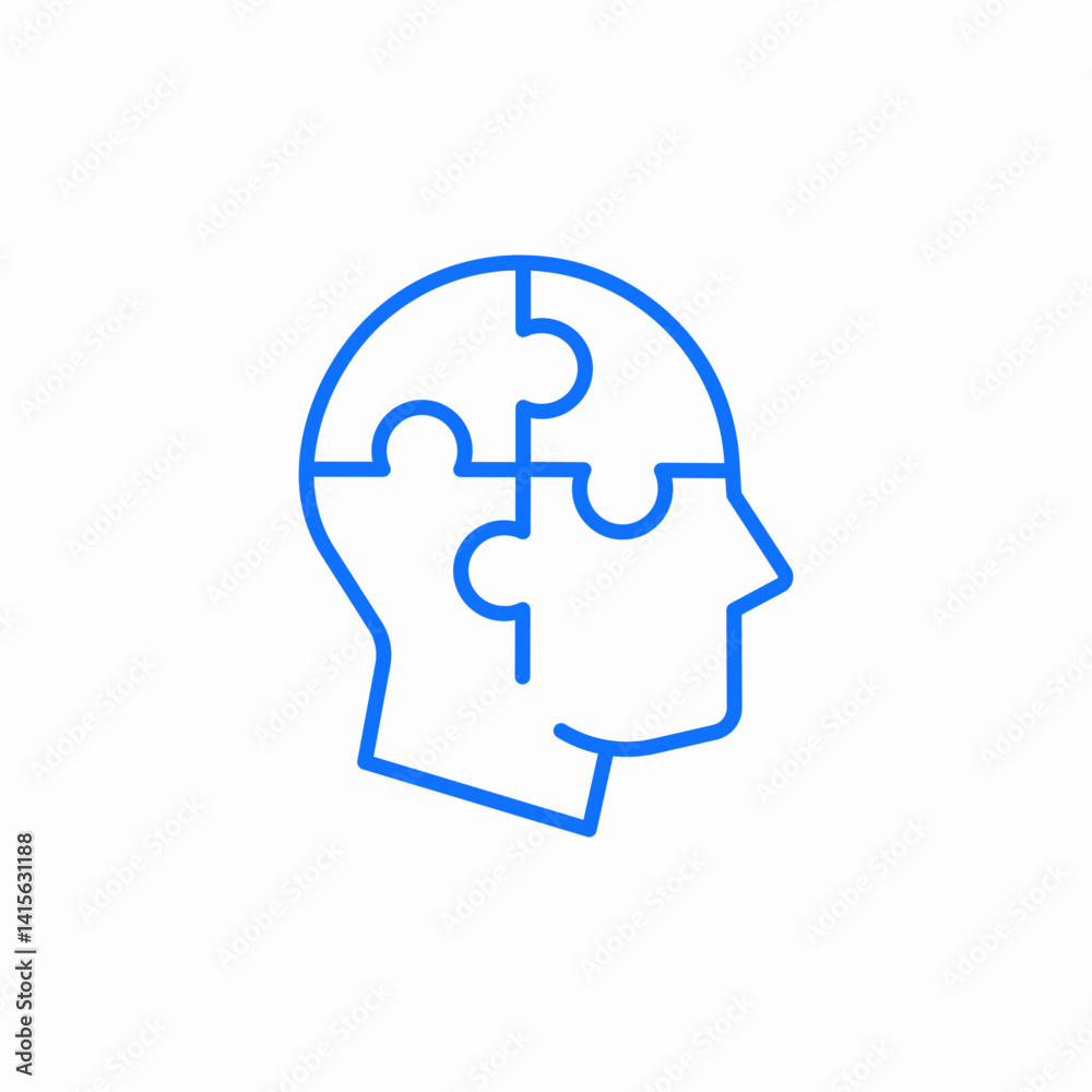 head puzzle pieces icon sign vector head puzzle pieces icon sign vector