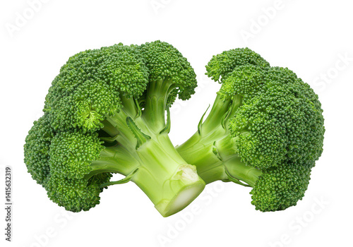 Fresh green broccoli vegetable healthy food close up isolated on transparent background