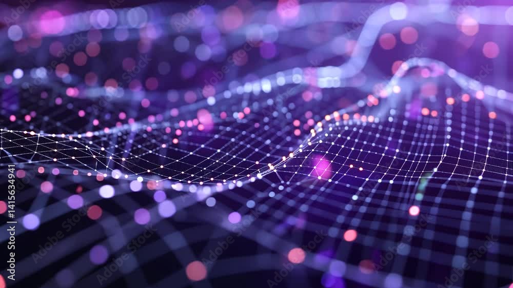 Futuristische Purpurne Netzwerkpunkt Animation Hintergrund